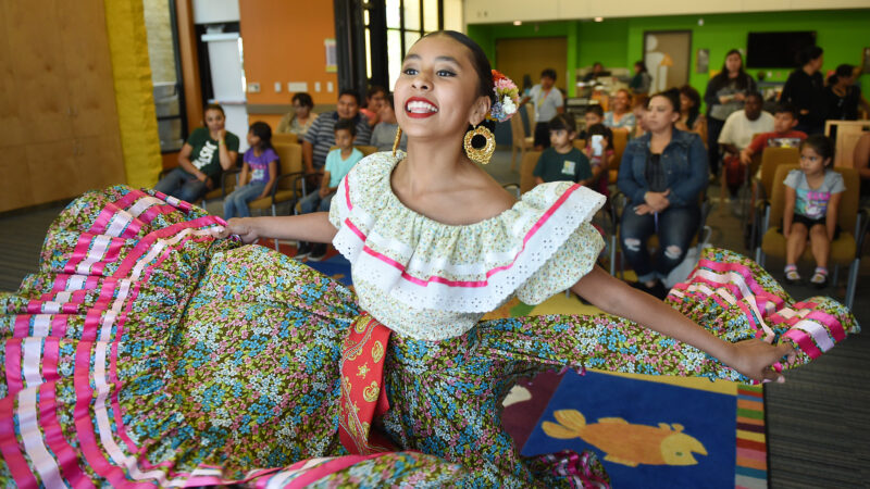 Ballet Florkorico de Los Angeles performs at the El Camino Real Library in observation of Cinco de Mayo where the community celebrates its culture on Thursday, May 4, 2017 in Los Angeles.