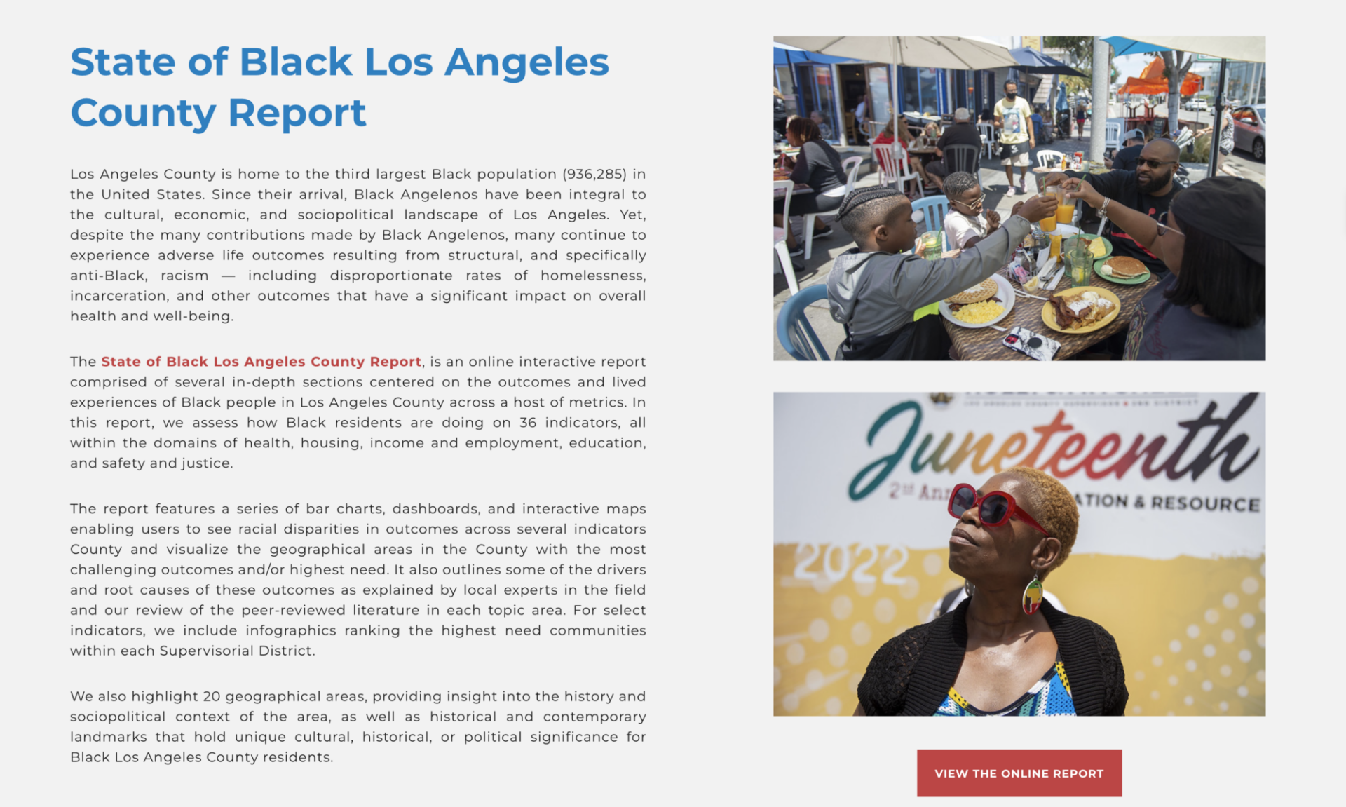 State of Black Los Angeles County Report and Launch Event Los Angeles