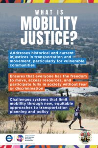 A person walks along a path, highlighting the importance of mobility justice for vulnerable communities in Los Angeles.