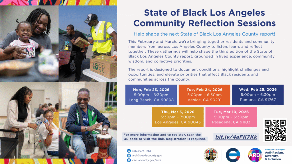 Community members engage in reflection sessions on Black Los Angeles County experiences and equity initiatives.