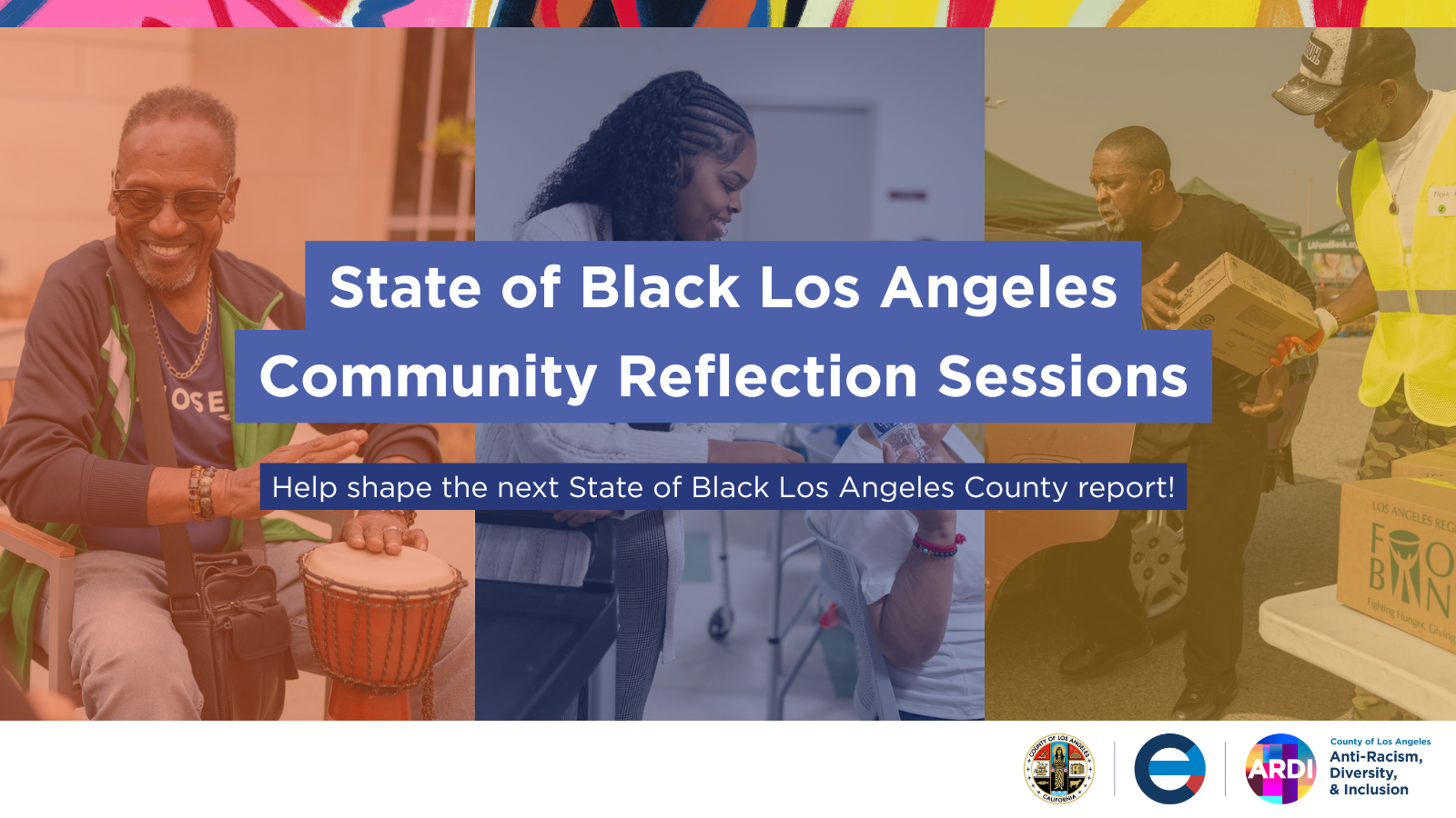 Community members engage in reflection sessions for the State of Black Los Angeles, promoting equity and inclusivity.