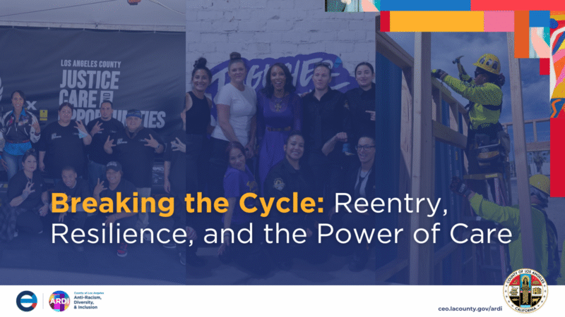 Community members and leaders gather for a workshop on reentry, resilience, and support initiatives in Los Angeles County.