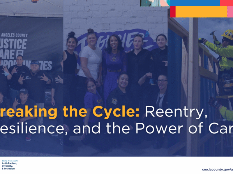 Community members and leaders gather for a workshop on reentry, resilience, and support initiatives in Los Angeles County.