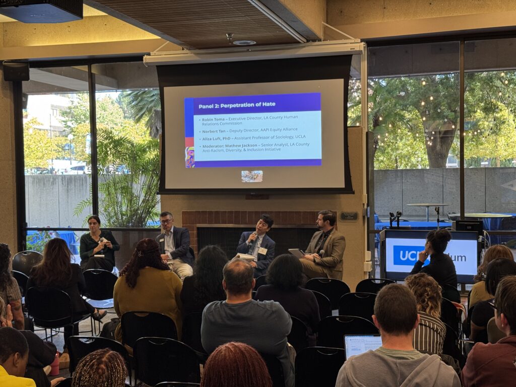 Panel discussion during focused on the perpetration of hate at the Identity-Based Hate & Violence Training Symposium.